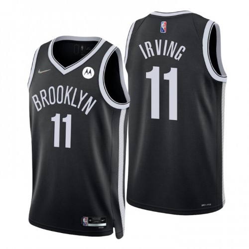 Brooklyn Nets #11 Kyrie Irving Black Mens 2021-22 75th Anniversary Diamond Swingman Jersey - Icon Edition Mens