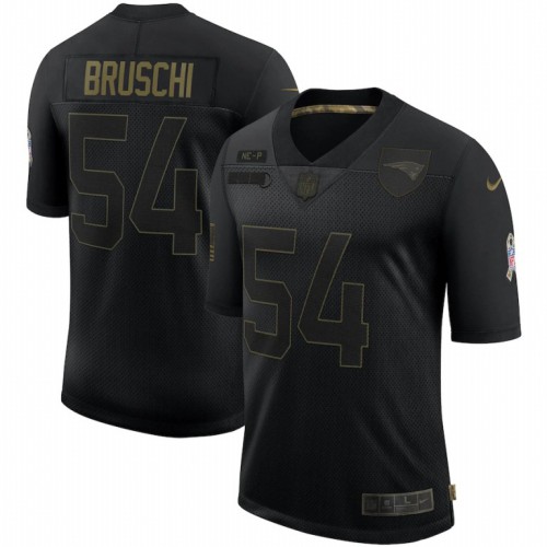 New England New England Patriots #54 Tedy Bruschi 2020 Salute To Service Retired Limited Jersey Black Men's