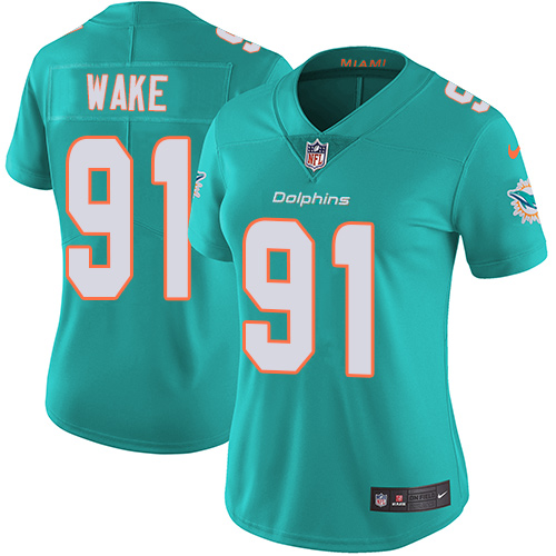 Miami Dolphins #91 Cameron Wake Aqua Green Team Color Women's Stitched Vapor Untouchable Limited Jersey Womens