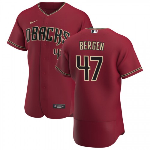 Arizona Arizona Diamondbacks #47 Travis Bergen Men's Crimson Authentic Alternate Team Jersey Men's