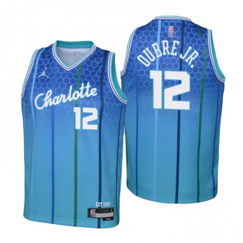 Charlotte Charlotte Hornets #12 Kelly Oubre Jr. Youth Blue 2021/22 Swingman Jersey - City Edition Youth