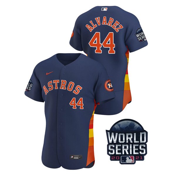 Houston Astros #44 Yordan Alvarez Men's 150th Anniversary 2021 World Series Authentic Jersey - Navy