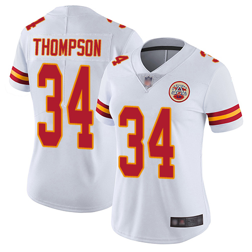 Kansas City Chiefs #34 Darwin Thompson White Women's Stitched Vapor Untouchable Limited Jersey Womens