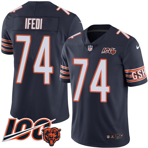 Chicago Bears #74 Germain Ifedi Navy Blue Team Color Youth Stitched 100th Season Vapor Untouchable Limited Jersey Youth