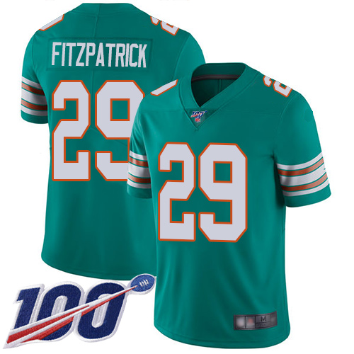 Miami Dolphins #29 Minkah Fitzpatrick Aqua Green Alternate Men's Stitched 100th Season Vapor Limited Jersey Men's