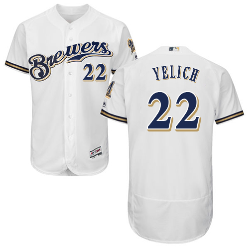 Milwaukee Brewers #22 Christian Yelich White Flexbase Authentic Collection Stitched Jersey Men's