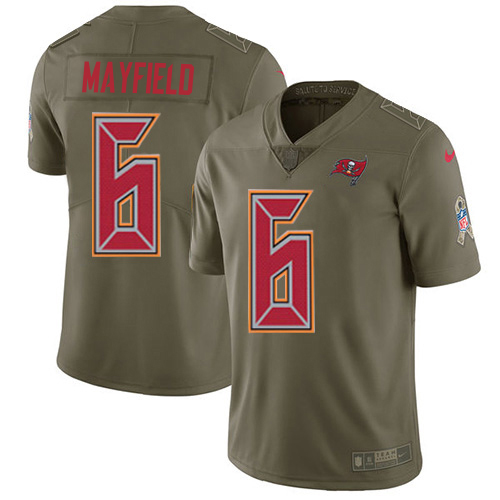 Buccaneers #6 Baker Mayfield Olive Youth Stitched Limited 2017 Salute To Service Jersey