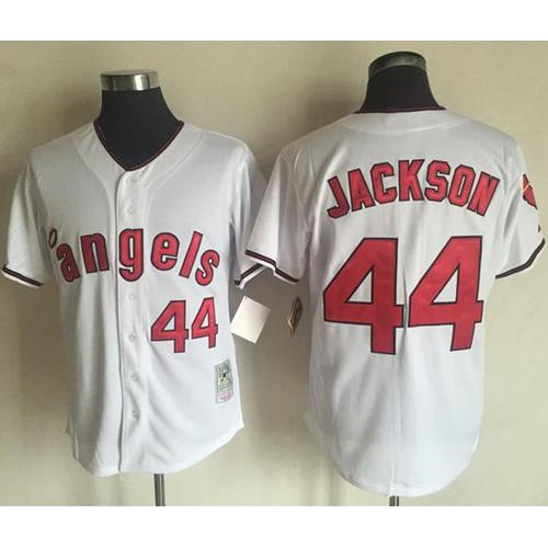 Mitchell and Ness Los Angeles Angels of Anaheim #44 Reggie Jackson White Stitched Jersey Men's