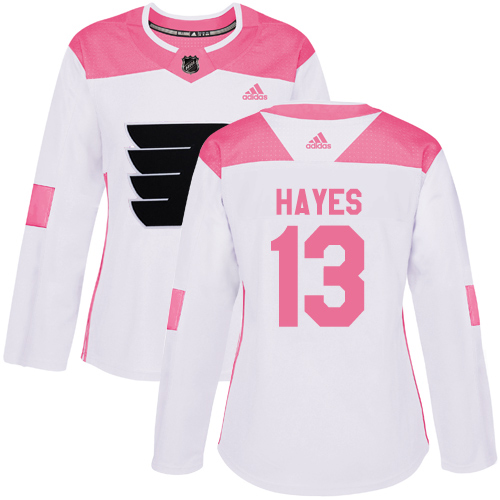 Adidas Philadelphia Flyers #13 Kevin Hayes White/Pink Authentic Fashion Women's Stitched Jersey Womens