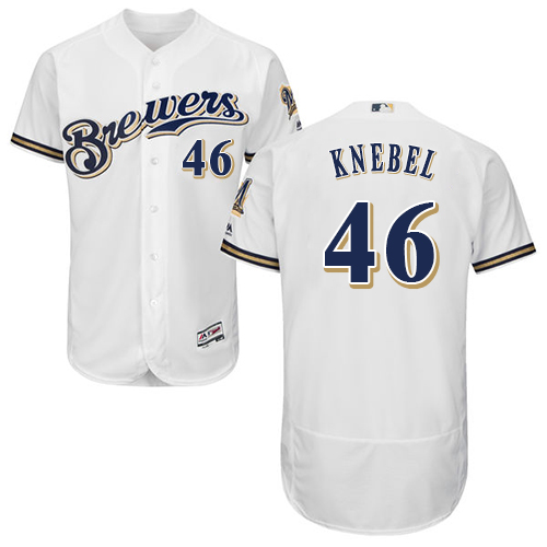 Milwaukee Brewers #46 Corey Knebel White Flexbase Authentic Collection Stitched Jersey Men's