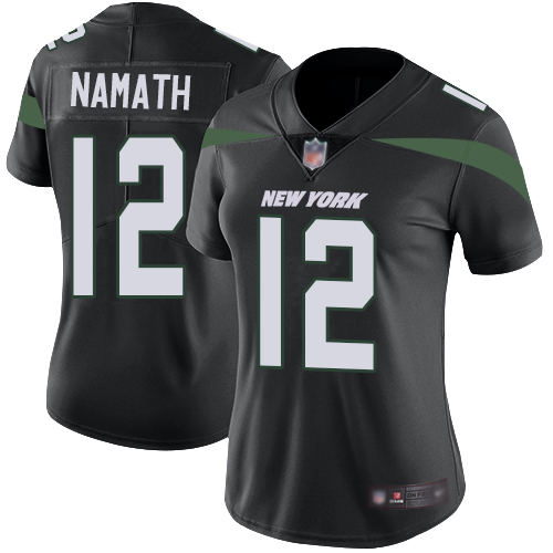 Jets #12 Joe Namath Black Alternate Women's Stitched Vapor Untouchable Limited Jersey