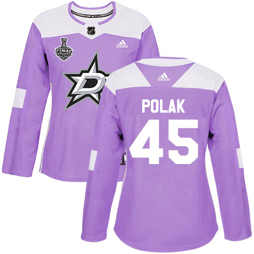 Adidas Dallas Stars #45 Roman Polak Purple Authentic Fights Cancer Women's 2020 Stanley Cup Final Stitched Jersey Womens