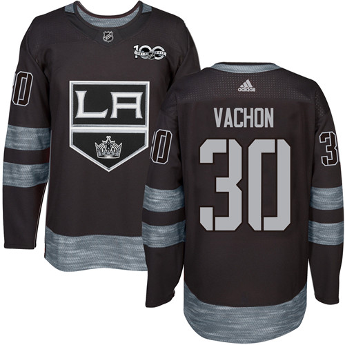 Adidas Los Angeles Kings #30 Rogie Vachon Black 1917-2017 100th Anniversary Stitched Jersey Men's