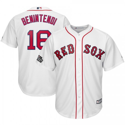 Boston Boston Red Sox #16 Andrew Benintendi Majestic 2019 London Series Cool Base Player Jersey White Men's