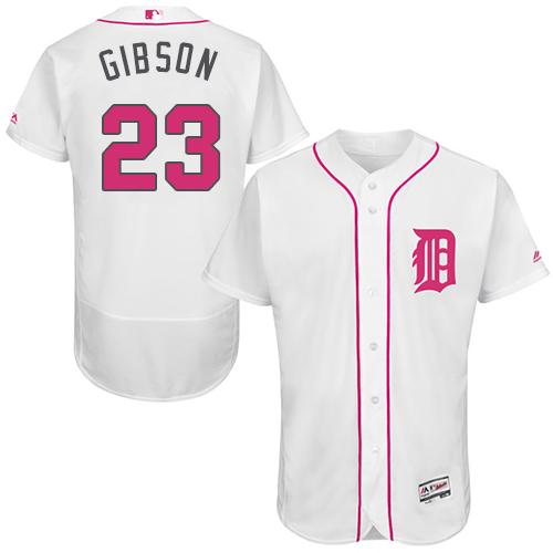 Detroit Tigers #23 Kirk Gibson White Flexbase Authentic Collection Mother's Day Stitched Jersey Men's