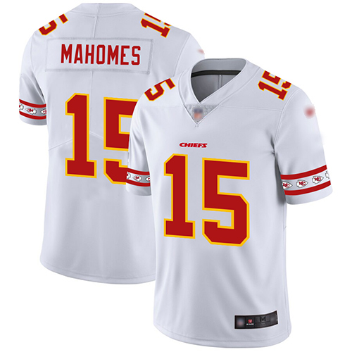 Chiefs #15 Patrick Mahomes White Men's Stitched Limited Team Logo Fashion Jersey