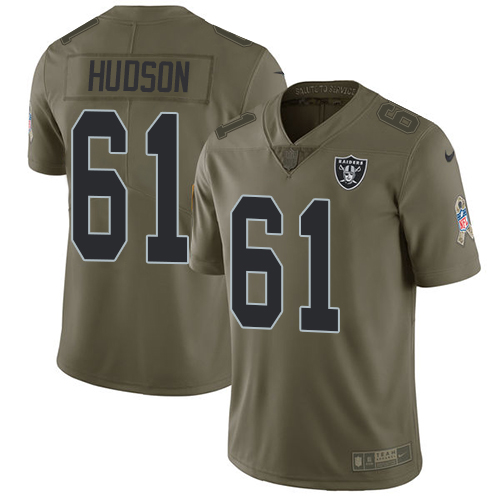 Las Vegas Raiders #61 Rodney Hudson Olive Youth Stitched Limited 2017 Salute to Service Jersey Youth