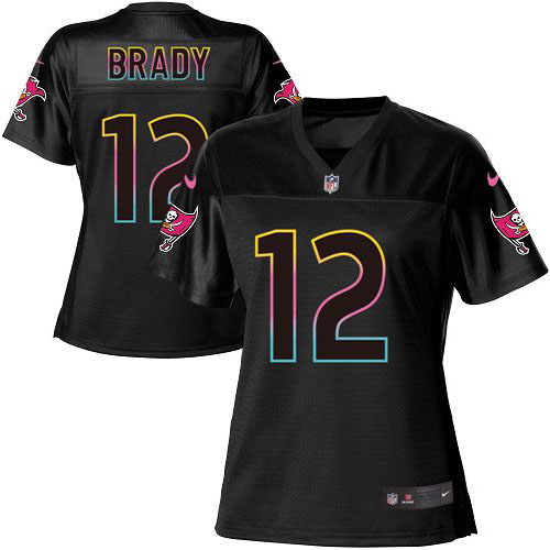 Buccaneers #12 Tom Brady Black Women's Fashion Game Jersey