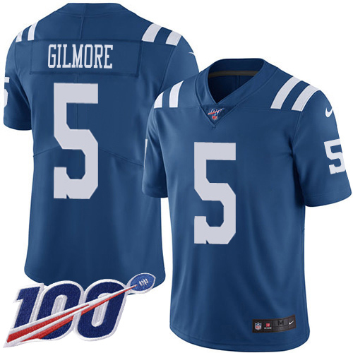 Colts #5 Stephon Gilmore Royal Blue Youth Stitched Limited Rush 100th Season Jersey