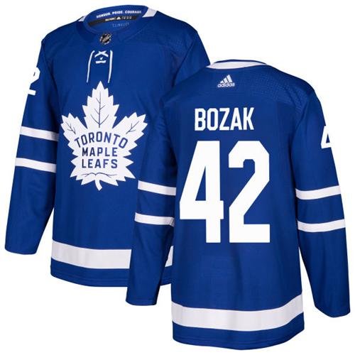 Adidas Maple Toronto Maple Leafs #42 Tyler Bozak Blue Home Authentic Stitched Jersey Men's