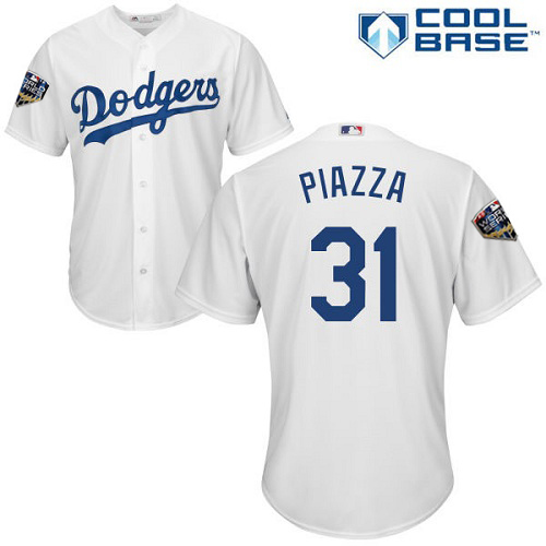 Los Angeles Dodgers #31 Mike Piazza White Cool Base 2018 World Series Stitched Youth Jersey Youth