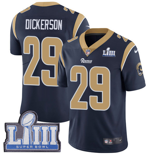 Rams #29 Eric Dickerson Navy Blue Team Color Super Bowl LIII Bound Youth Stitched Vapor Untouchable Limited Jersey