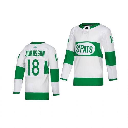 Adidas Maple Toronto Maple Leafs #18 Andreas Johnsson White 2019 St. Patrick's Day Authentic Player Stitched Youth Jersey Youth