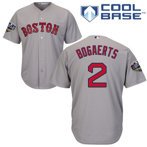 Boston Red Sox #2 Xander Bogaerts Grey Cool Base 2018 World Series Stitched Youth Jersey Youth