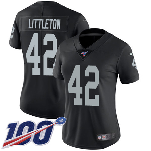 Las Vegas Raiders #42 Cory Littleton Black Team Color Women's Stitched 100th Season Vapor Untouchable Limited Jersey Womens