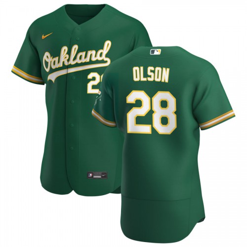 Oakland Oakland Athletics #28 Matt Olson Men's Kelly Green Alternate 2020 Authentic Player Jersey Men's