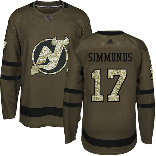 Adidas New Jersey Devils #17 Wayne Simmonds Green Salute to Service Stitched Jersey Men's
