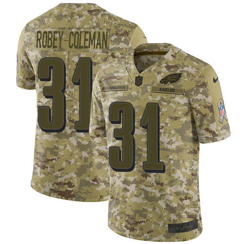Philadelphia Eagles #31 Nickell Robey-Coleman Camo Men's Stitched Limited 2018 Salute To Service Jersey Men's