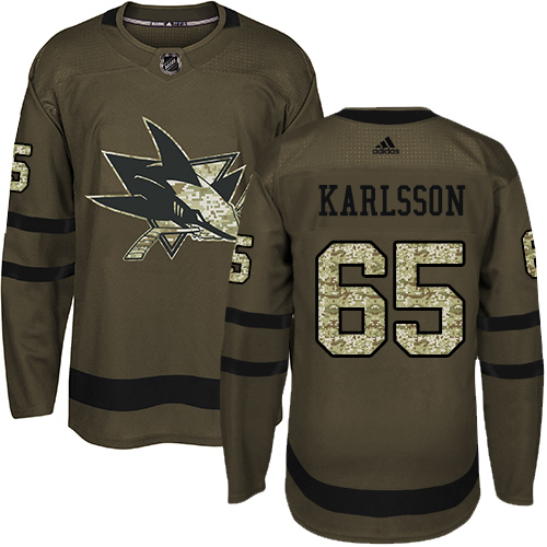 Adidas San Jose Sharks #65 Erik Karlsson Green Salute to Service Stitched Youth Jersey Youth