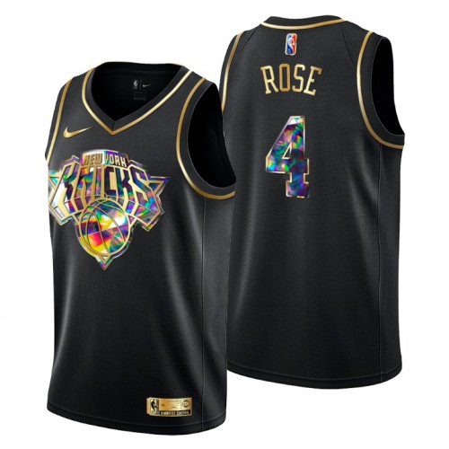 New York New York Knicks #4 Derrick Rose Mens Golden Edition Diamond Logo 2021/22 Swingman Jersey - Black Mens