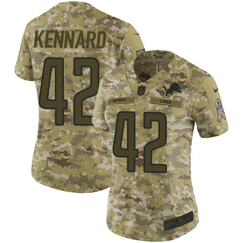 Detroit Lions #42 Devon Kennard Camo Women's Stitched Limited 2018 Salute to Service Jersey Womens