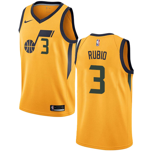 Utah Jazz #3 Ricky Rubio Yellow Womens Swingman Statement Edition Jersey Womens