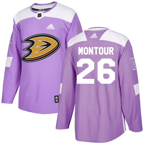 Adidas Anaheim Ducks #26 Brandon Montour Purple Authentic Fights Cancer Youth Stitched Jersey Youth