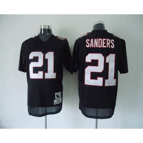 Mitchell And Ness Atlanta Falcons #21 Deion Sanders Black Stitched Throwback Jersey Men's