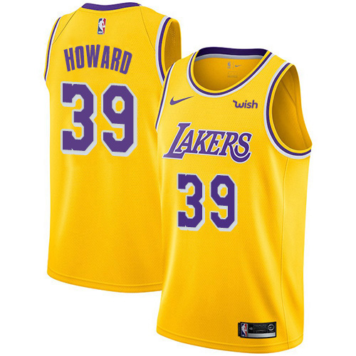 Los Angeles Lakers #39 Dwight Howard Gold Swingman Icon Edition Jersey Mens