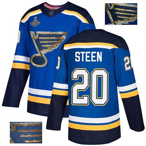 Adidas St. Louis Blues #20 Alexander Steen Blue Home Authentic Fashion Gold Stanley Cup Champions Stitched Jersey Men's