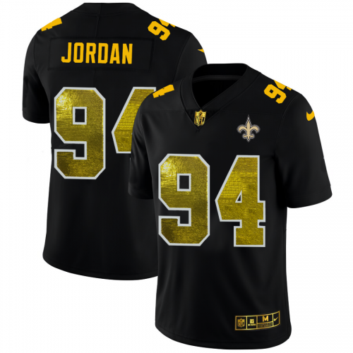 New Orleans New Orleans Saints #94 Cameron Jordan Men's Black Golden Sequin Vapor Limited Jersey Men's