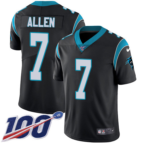 Carolina Panthers #7 Kyle Allen Black Team Color Youth Stitched 100th Season Vapor Limited Jersey Youth
