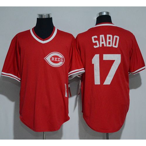 Mitchell And Ness 1990 Cincinnati Reds #17 Chris Sabo Red Throwback Stitched Jersey Men's