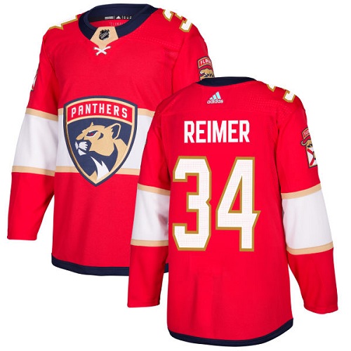 Adidas Florida Panthers #34 James Reimer Red Home Authentic Stitched Jersey Men's