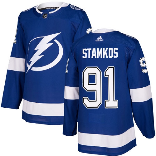 Adidas Tampa Bay Lightning #91 Steven Stamkos Blue Home Authentic Stitched Jersey Men's