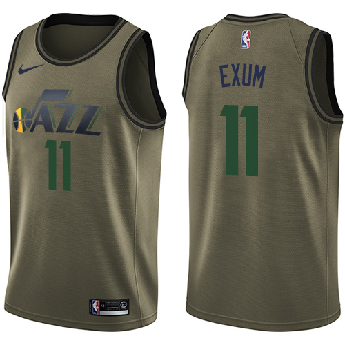 Utah Jazz #11 Dante Exum Green Salute to Service Youth Swingman Jersey Youth