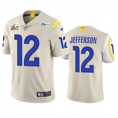Los Angeles Los Angeles Rams #12 Van Jefferson Men's Super Bowl LVI Patch Vapor Limited Jersey - Bone Men's