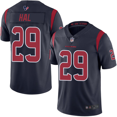Houston Texans #29 Andre Hal Navy Blue Youth Stitched Limited Rush Jersey Youth