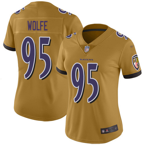 Baltimore Ravens #95 Derek Wolfe Gold Women's Stitched Limited Inverted Legend Jersey Womens