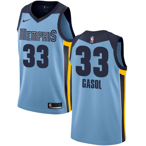Memphis Grizzlies #33 Marc Gasol Light Blue Swingman Statement Edition Jersey Mens